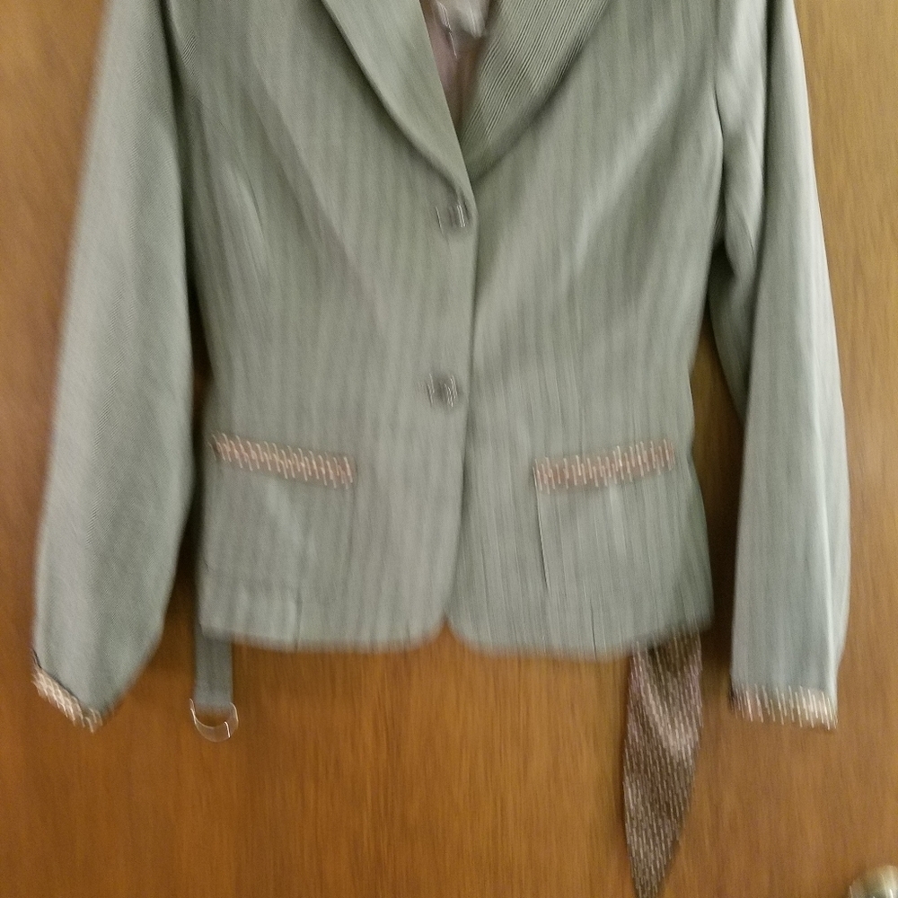 Chadwick's Belted Blazer 14P Brown Menswear Polka Dot Structured Suit Jacket - Picture 6 of 8
